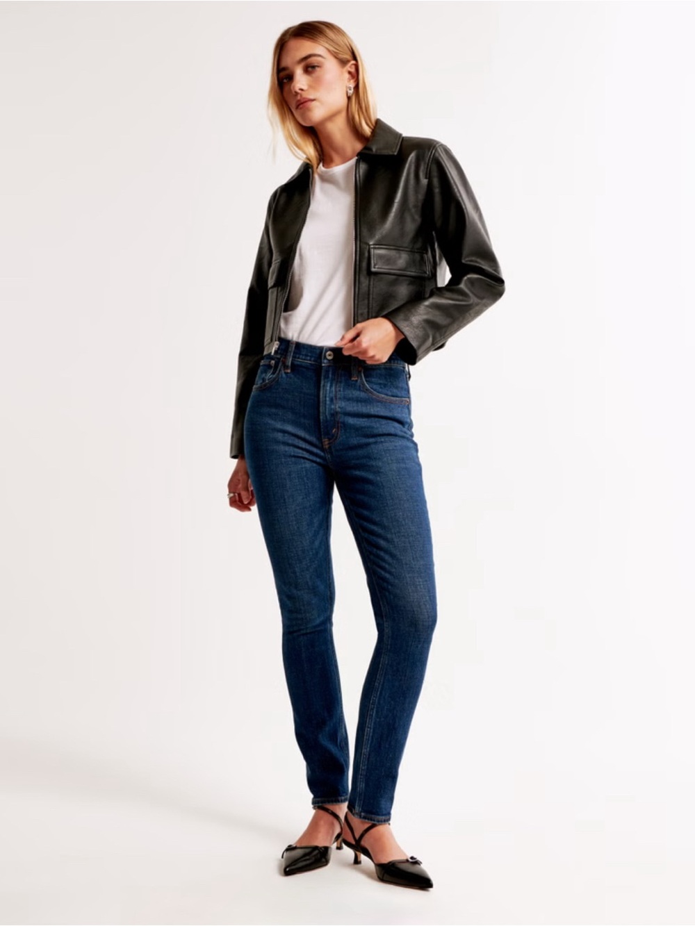 NWT Abercrombie & Fitch The Skinny  High-Rise Jeans in Dark Blue